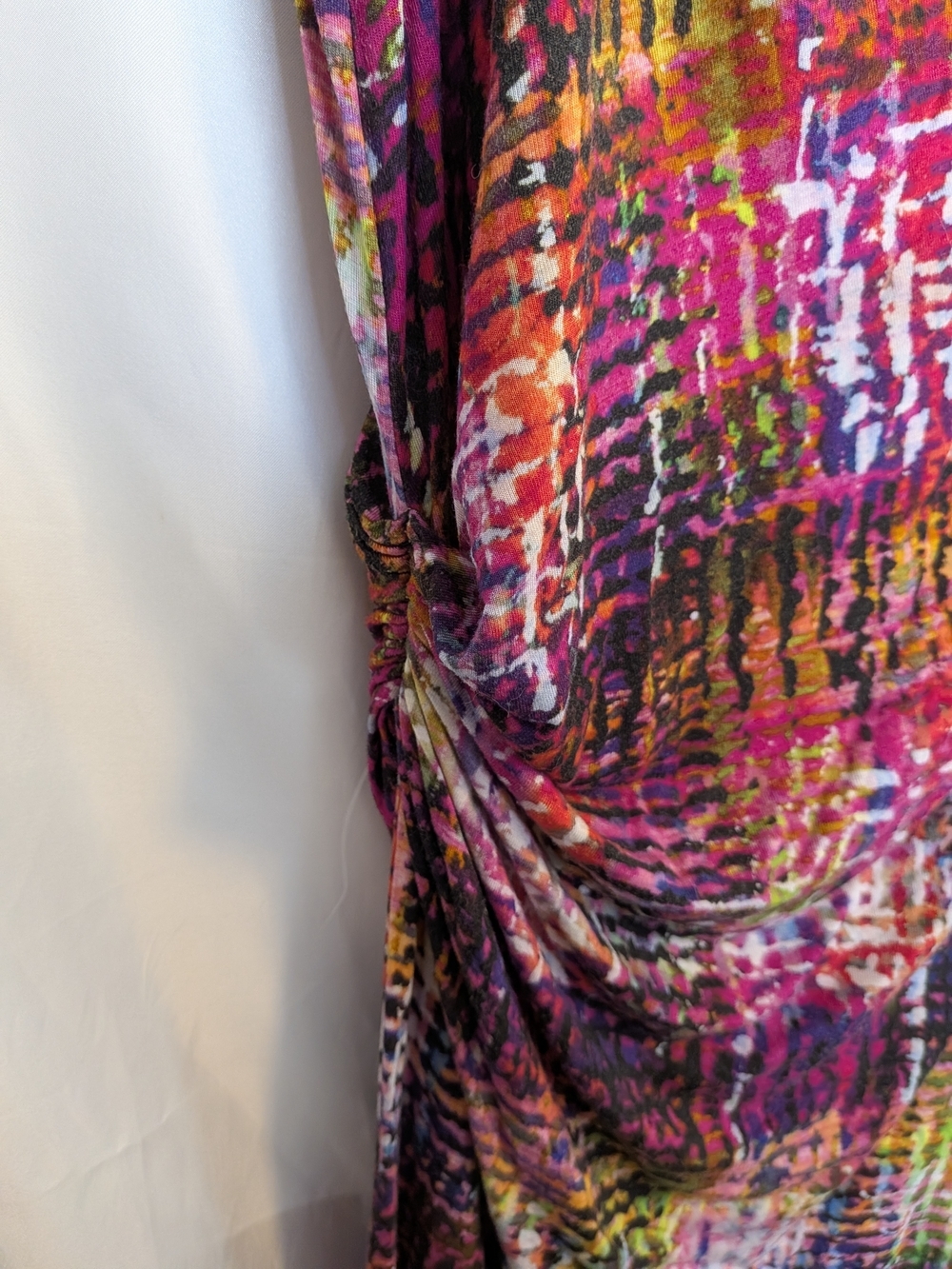 Lafayette 148 New York Gladiola Multi Abstract Faux Wrap Neck Midi Dress Size L - Picture 3 of 4